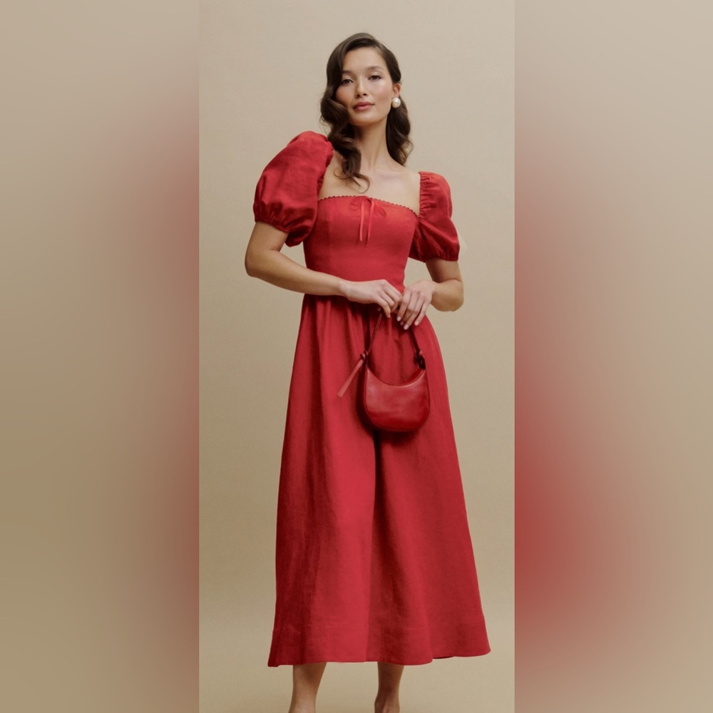 Reformation Marella Puff Sleeve Linen
Dress